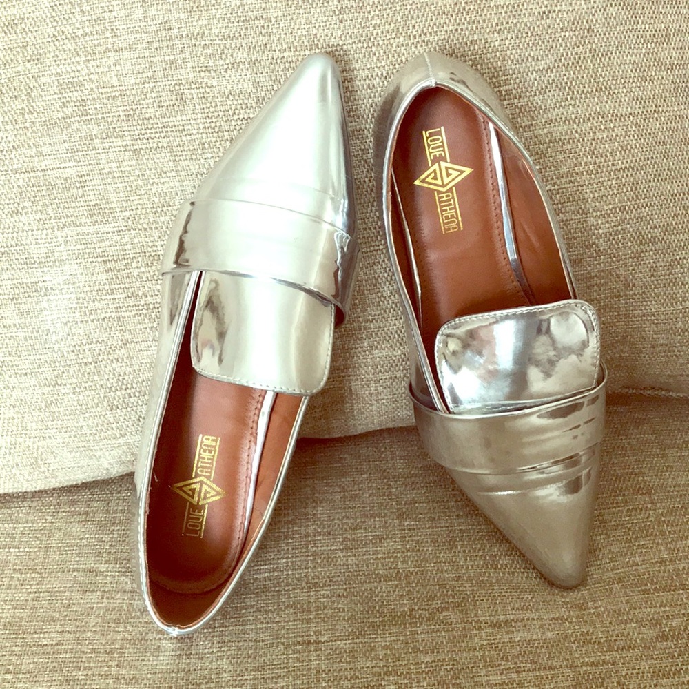 Shiny metallic pointy shoes